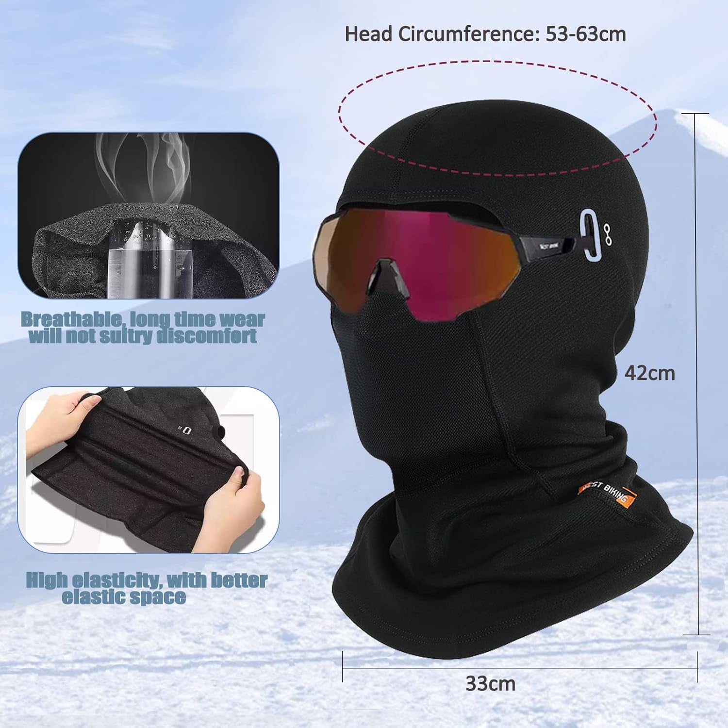 Winter Balaclava for Men, Windproof Balaclava Ski Mask Motorcycle Bicycle Face Mask, Cold Winter Balaclava Thermal
