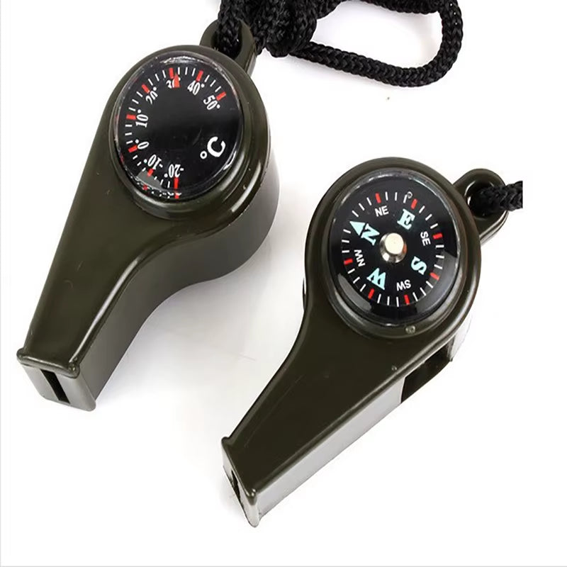 Outdoor Whistle Plastic Multifunctional 3-In-1 Whistle Survival Whistle Compass Thermometer Whistle Referee Whistle